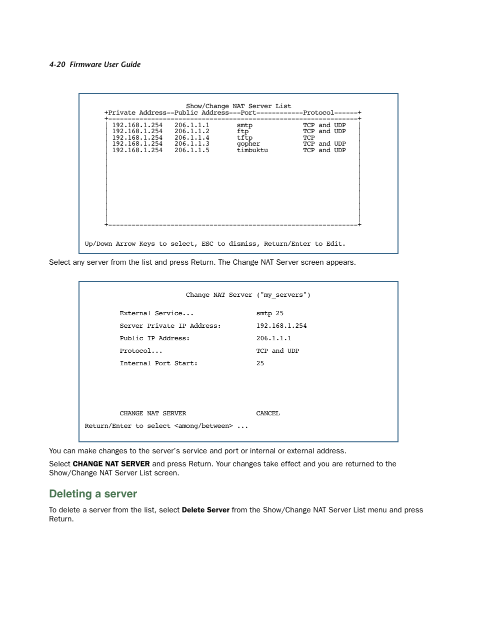 Deleting a server, Deleting a ser ver -20 | Netopia 3300 User Manual | Page 116 / 334