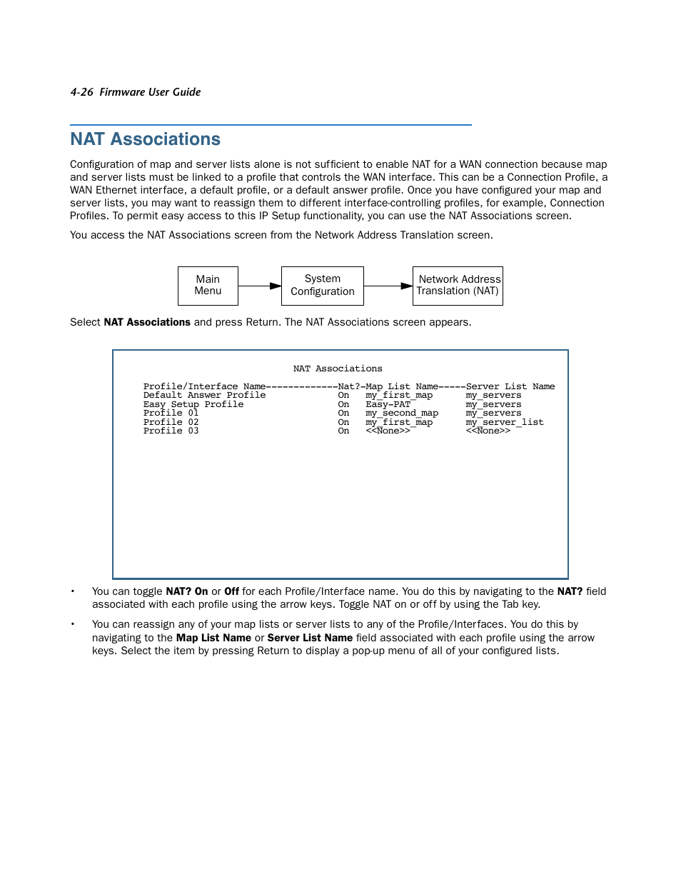 Nat associations, Nat associations -26 | Netopia 3300 User Manual | Page 122 / 334