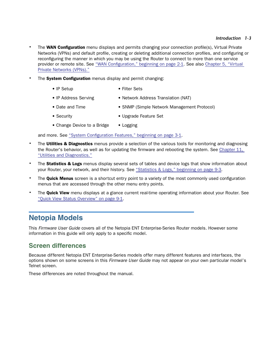 Netopia models, Screen differences, Netopia models -3 | Screen differences -3 | Netopia 3300 User Manual | Page 13 / 334