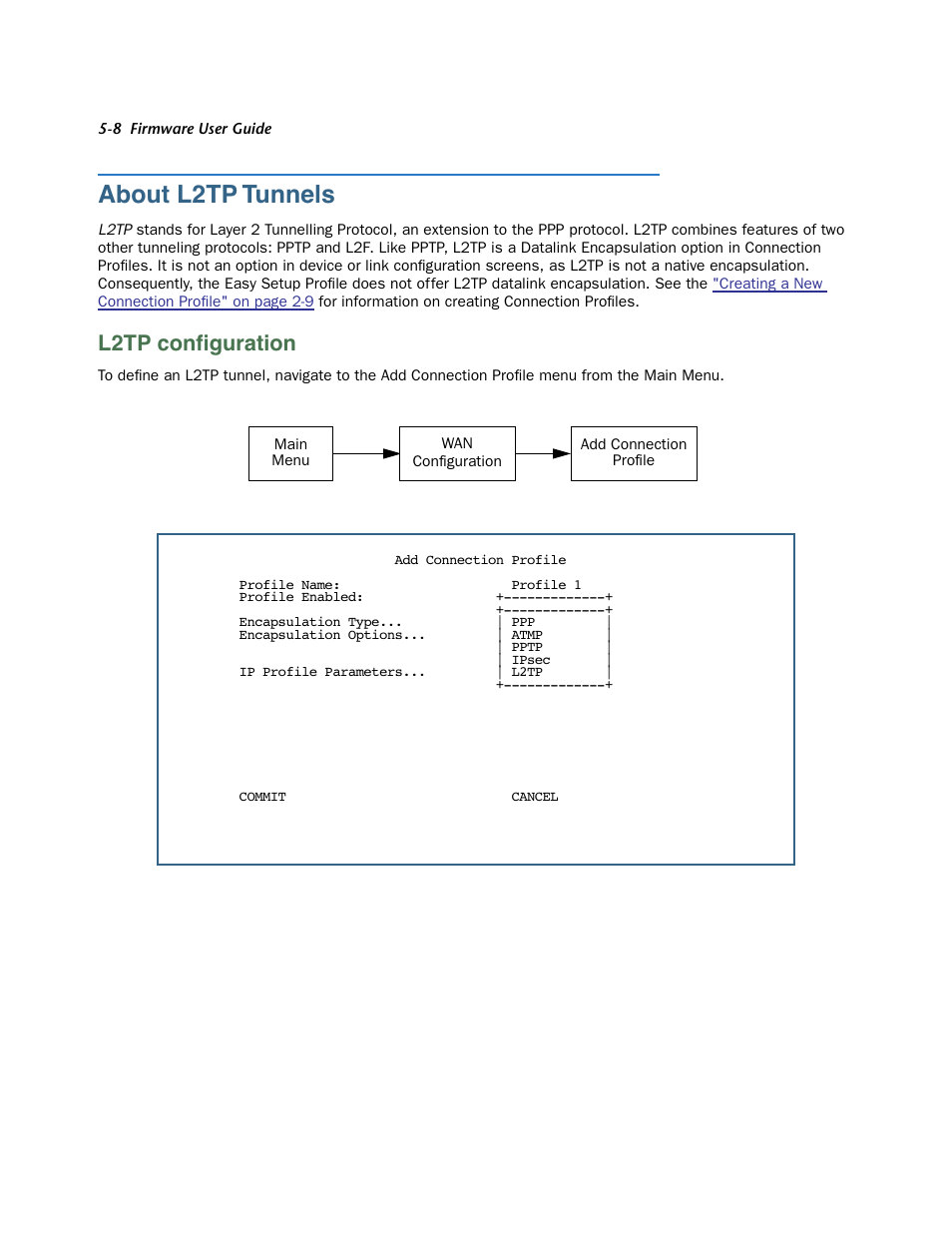 About l2tp tunnels, L2tp configuration, About l2tp tunnels -8 | L2tp configuration -8, L2tp conﬁguration | Netopia 3300 User Manual | Page 140 / 334