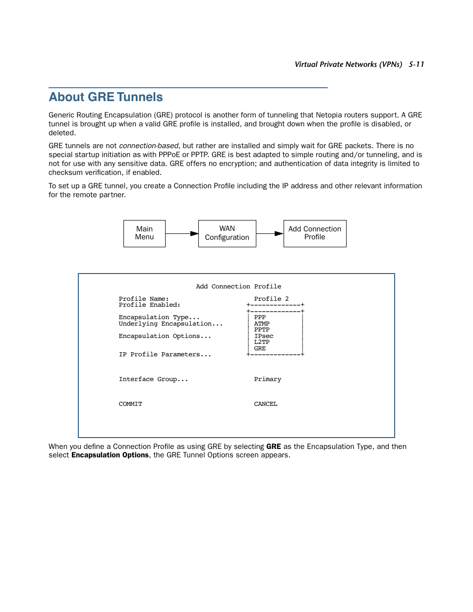 About gre tunnels, About gre tunnels -11 | Netopia 3300 User Manual | Page 143 / 334