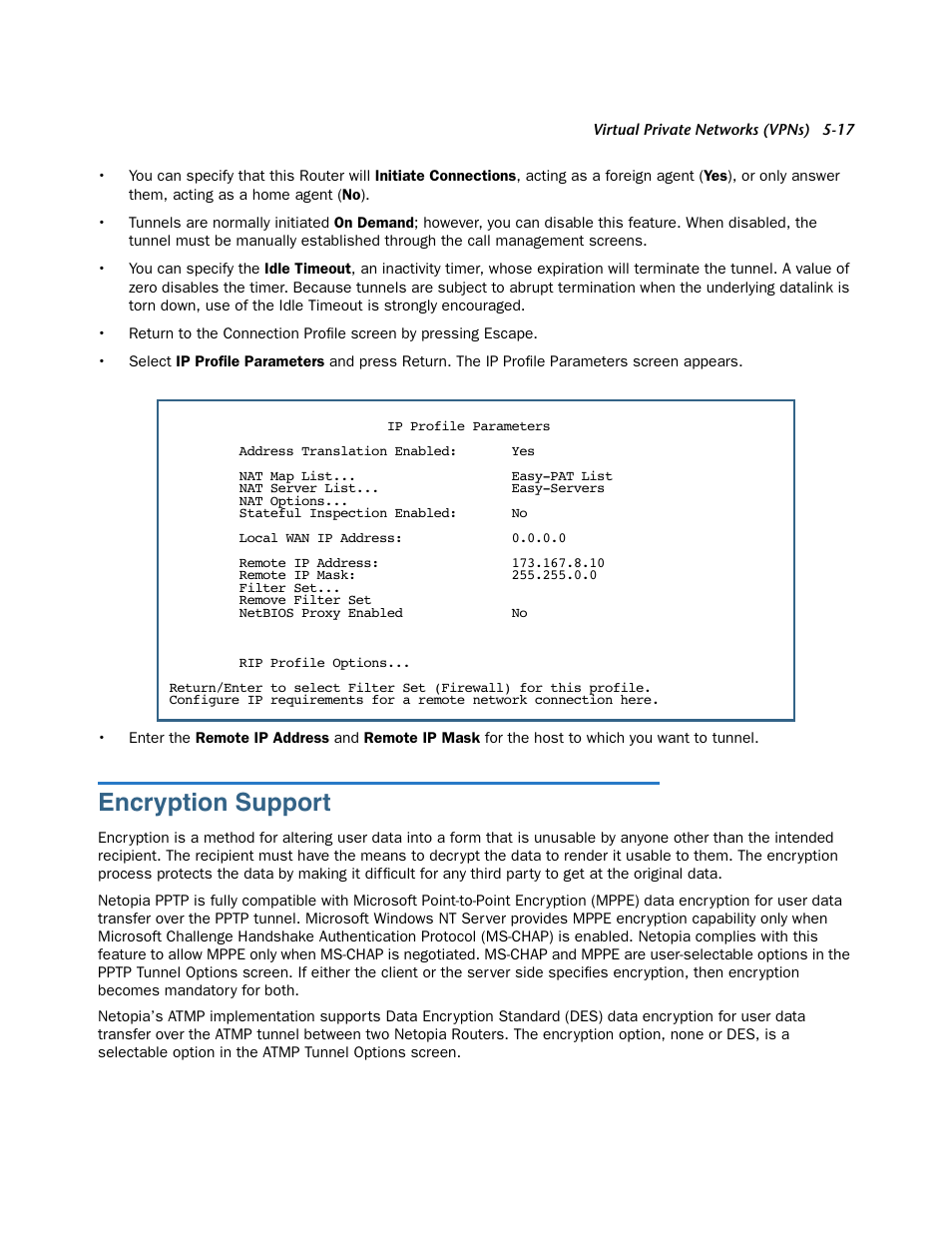 Encryption support, Encr yption suppor t -17 | Netopia 3300 User Manual | Page 149 / 334