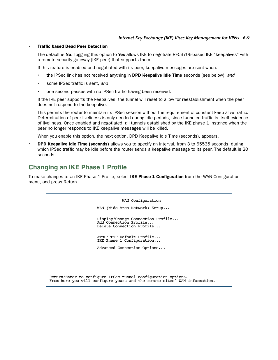 Changing an ike phase 1 profile, Changing an ike phase 1 profile -9, Changing an ike phase 1 proﬁle | Netopia 3300 User Manual | Page 175 / 334