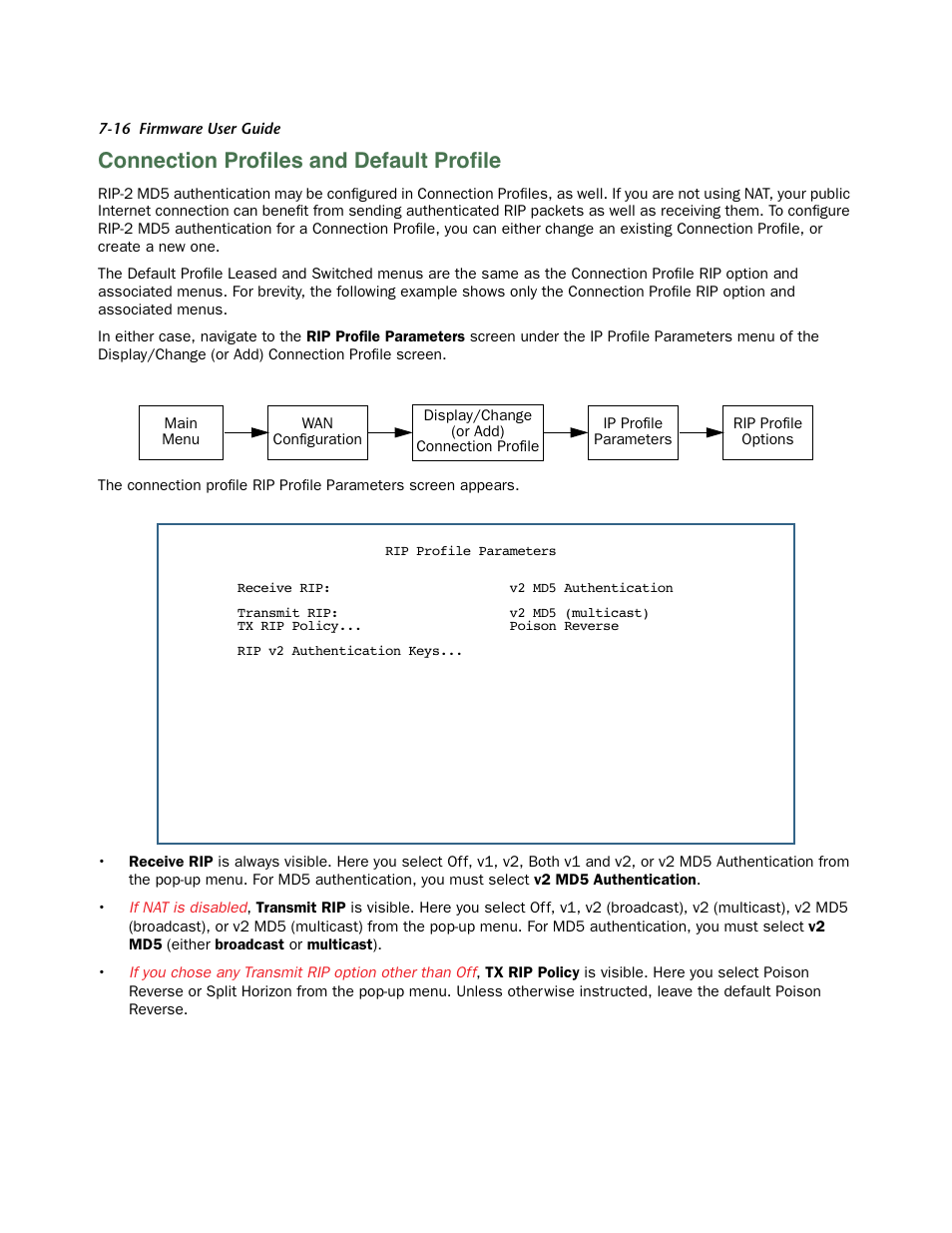Connection profiles and default profile, Connection profiles and default profile -16, Connection proﬁles and default proﬁle | Netopia 3300 User Manual | Page 208 / 334