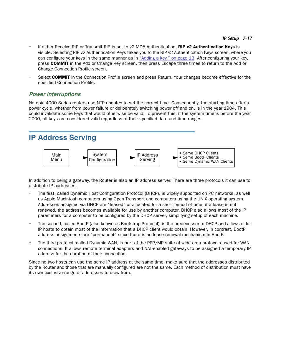 Power interruptions, Ip address serving, Ip address ser ving -17 | Een (see, Ip address | Netopia 3300 User Manual | Page 209 / 334