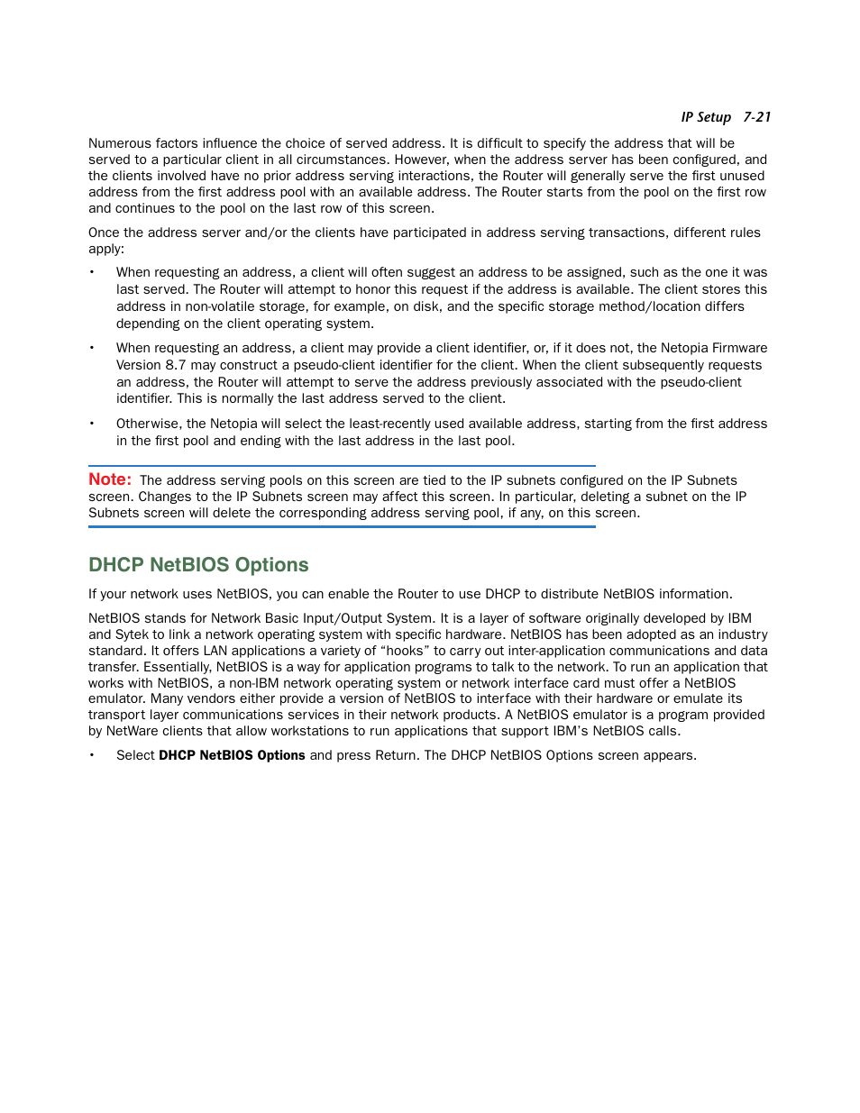 Dhcp netbios options, Dhcp netbios options -21 | Netopia 3300 User Manual | Page 213 / 334