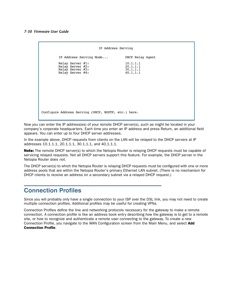 Connection profiles, Connection profiles -30, Connection proﬁles | Netopia 3300 User Manual | Page 222 / 334