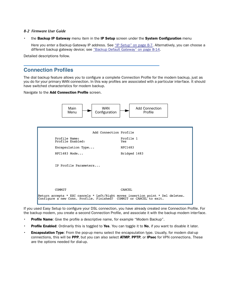 Connection profiles, Connection profiles -2, Connection proﬁles | Netopia 3300 User Manual | Page 234 / 334
