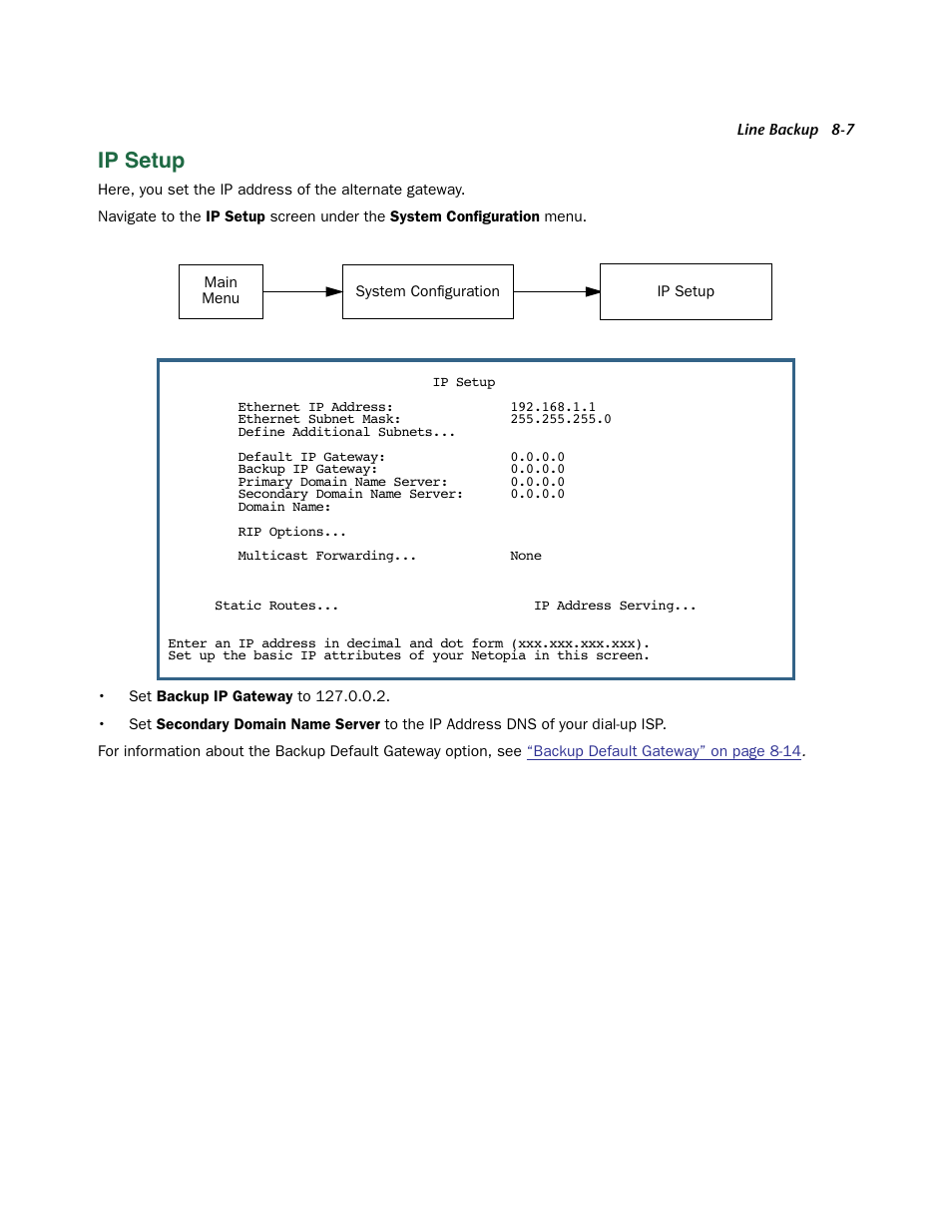 Ip setup, Ip setup -7, Ess. see | Alter | Netopia 3300 User Manual | Page 239 / 334