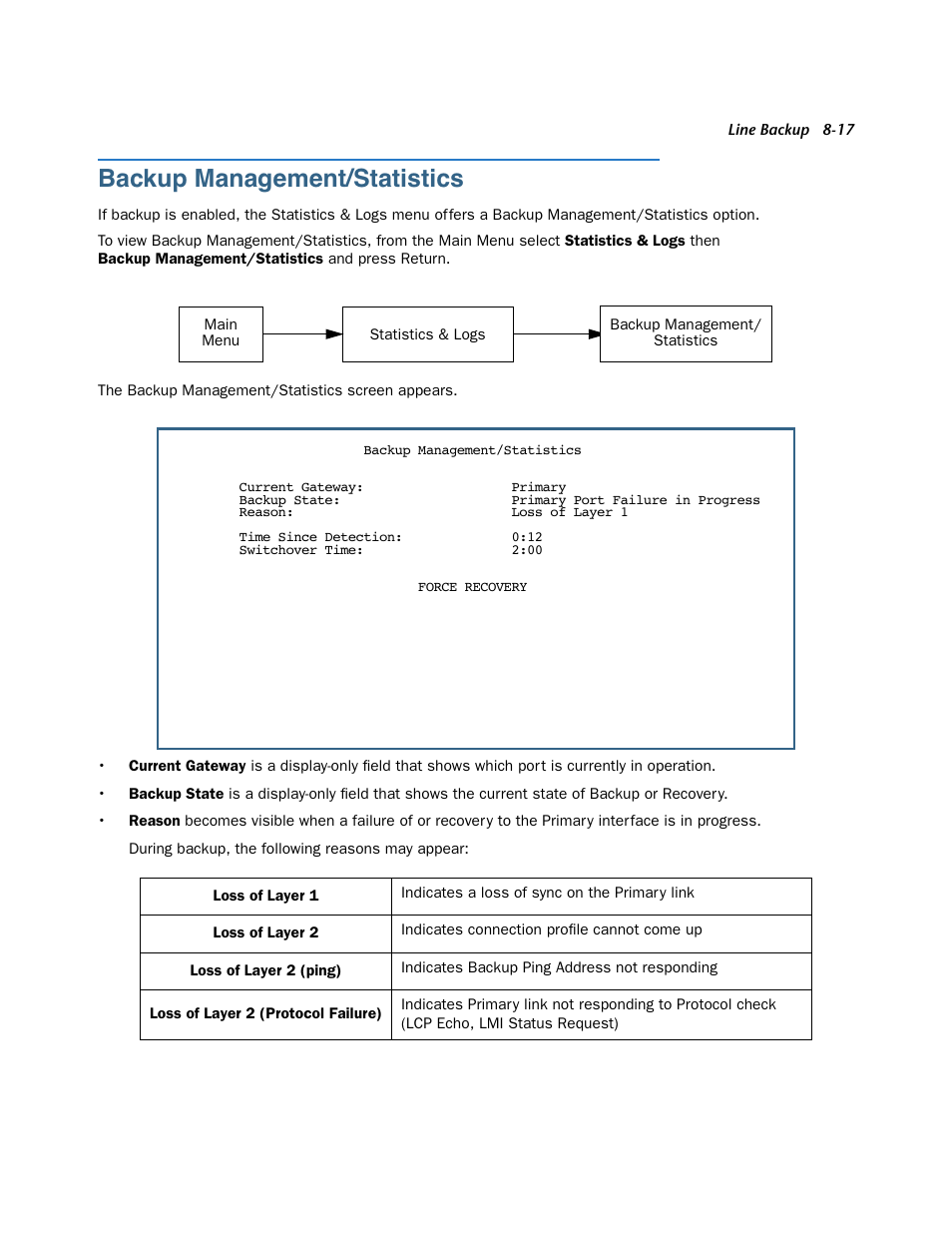 Backup management/statistics, Backup management/statistics -17 | Netopia 3300 User Manual | Page 249 / 334