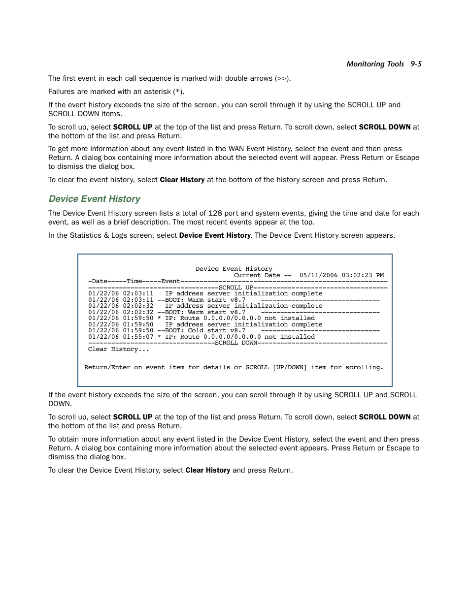 Device event history | Netopia 3300 User Manual | Page 255 / 334