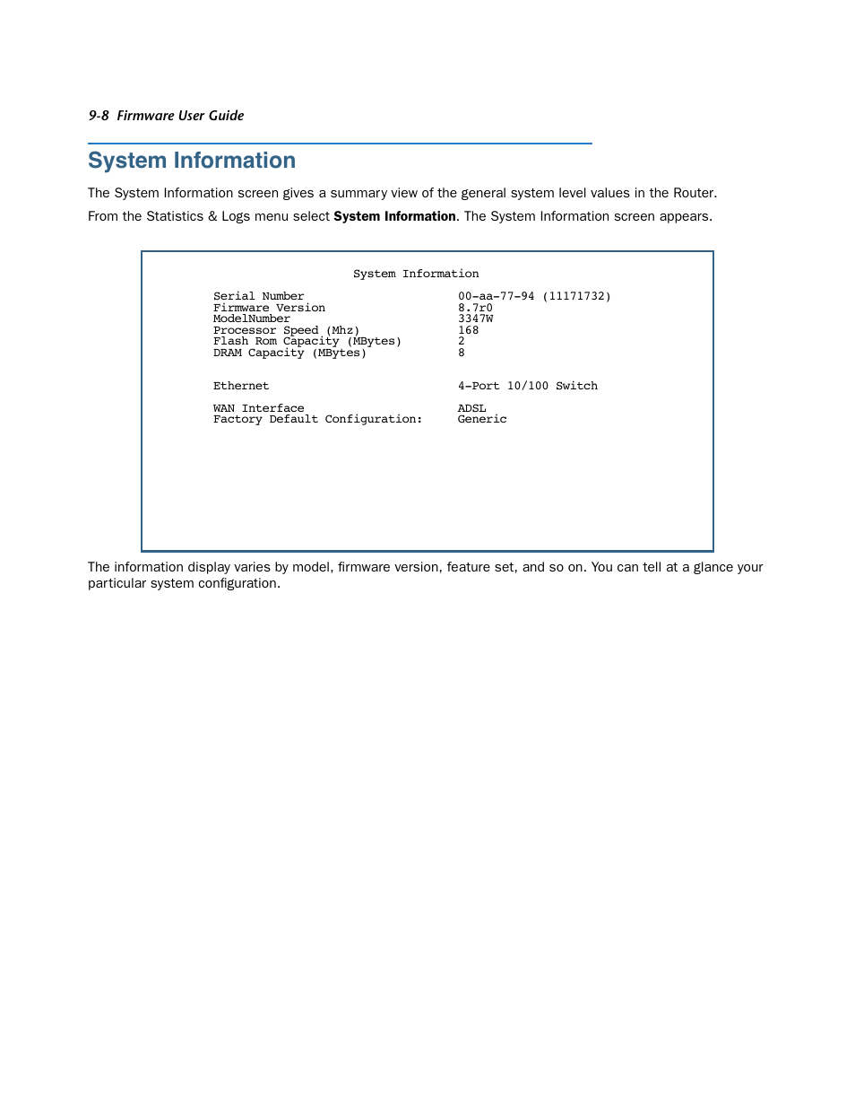 System information, System information -8 | Netopia 3300 User Manual | Page 258 / 334