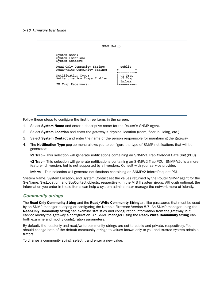 Community strings | Netopia 3300 User Manual | Page 260 / 334