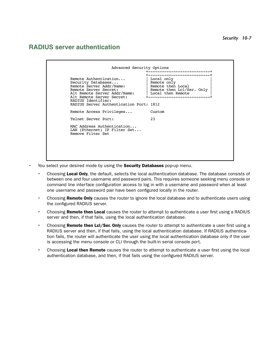Radius server authentication, Radius ser ver authentication -7 | Netopia 3300 User Manual | Page 271 / 334