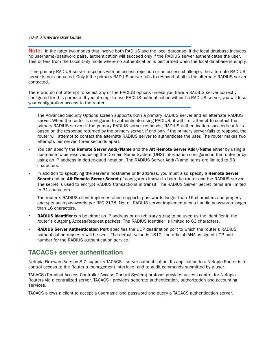 Tacacs+ server authentication, Tacacs+ ser ver authentication -8 | Netopia 3300 User Manual | Page 272 / 334