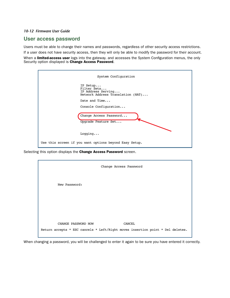 User access password, User access password -12 | Netopia 3300 User Manual | Page 276 / 334