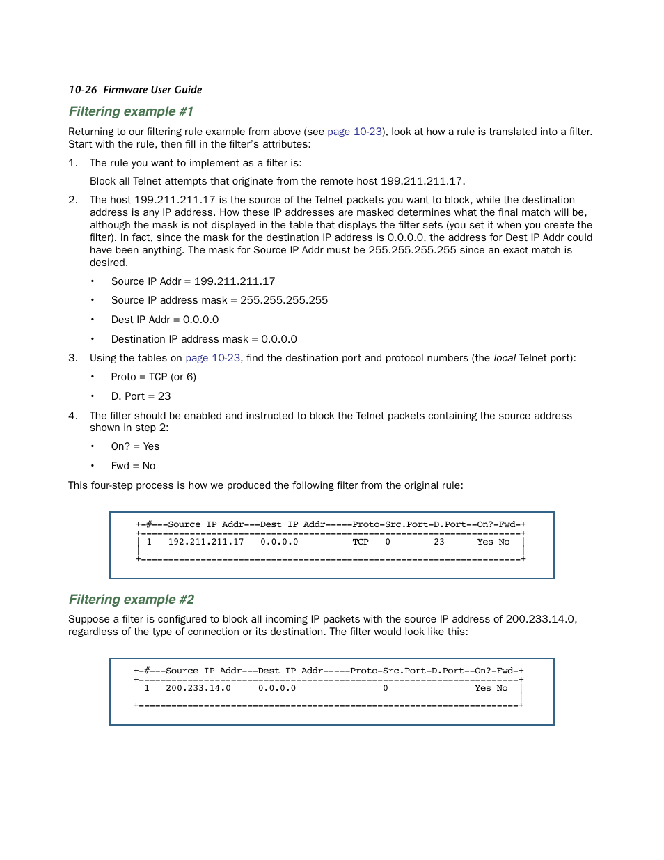 Filtering example #1, Filtering example #2 | Netopia 3300 User Manual | Page 290 / 334