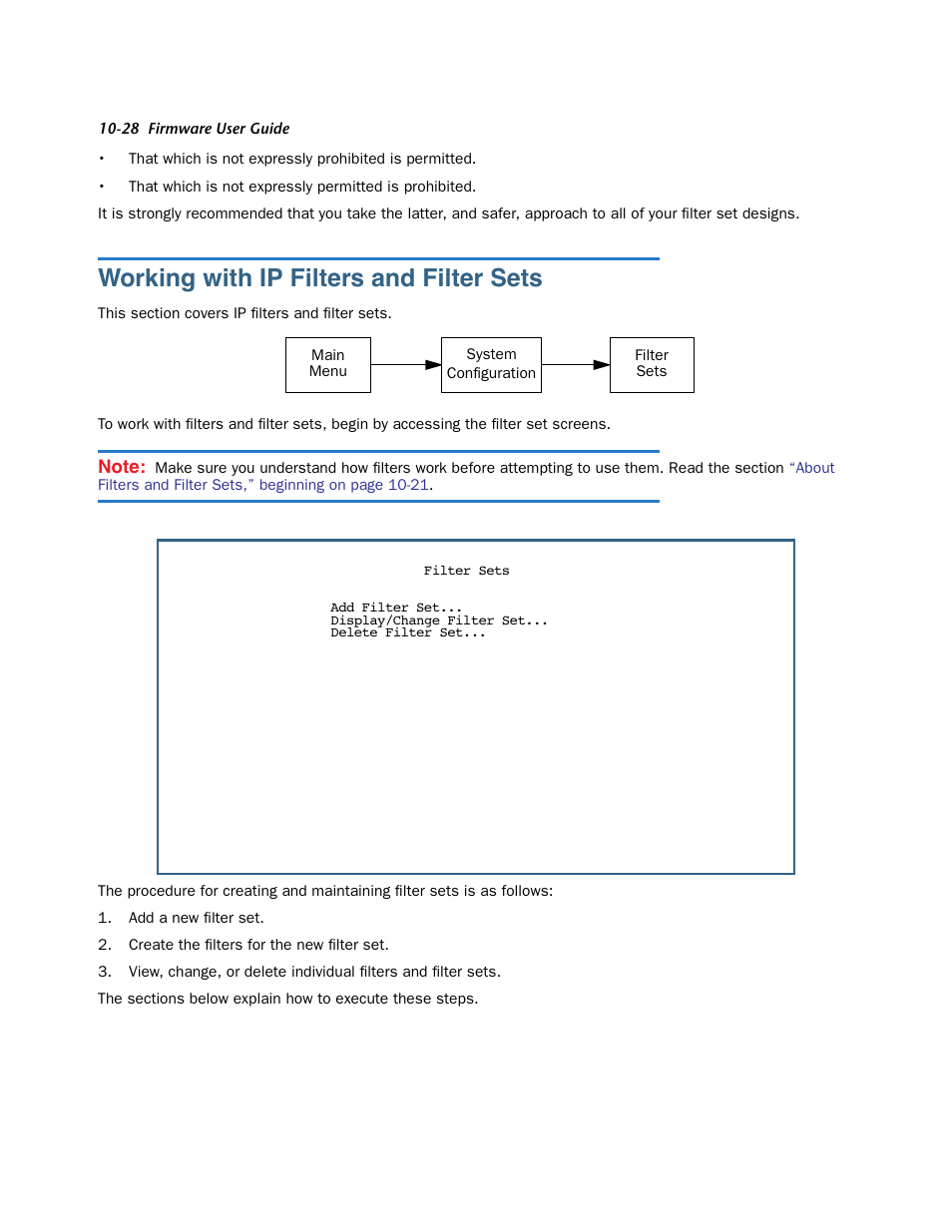 Working with ip filters and filter sets, Working with ip filters and filter sets -28 | Netopia 3300 User Manual | Page 292 / 334
