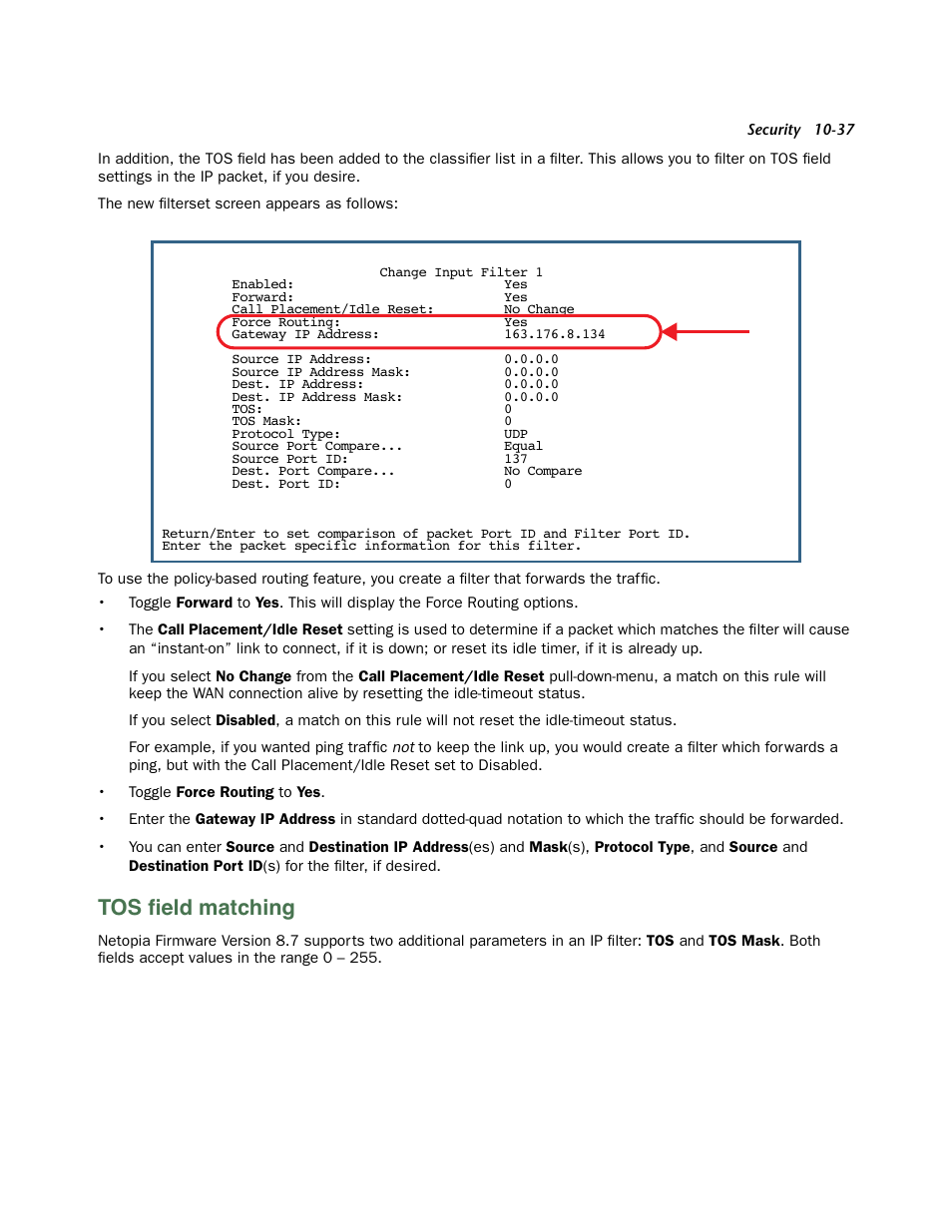 Tos field matching, Tos field matching -37, Tos ﬁeld matching | Netopia 3300 User Manual | Page 301 / 334