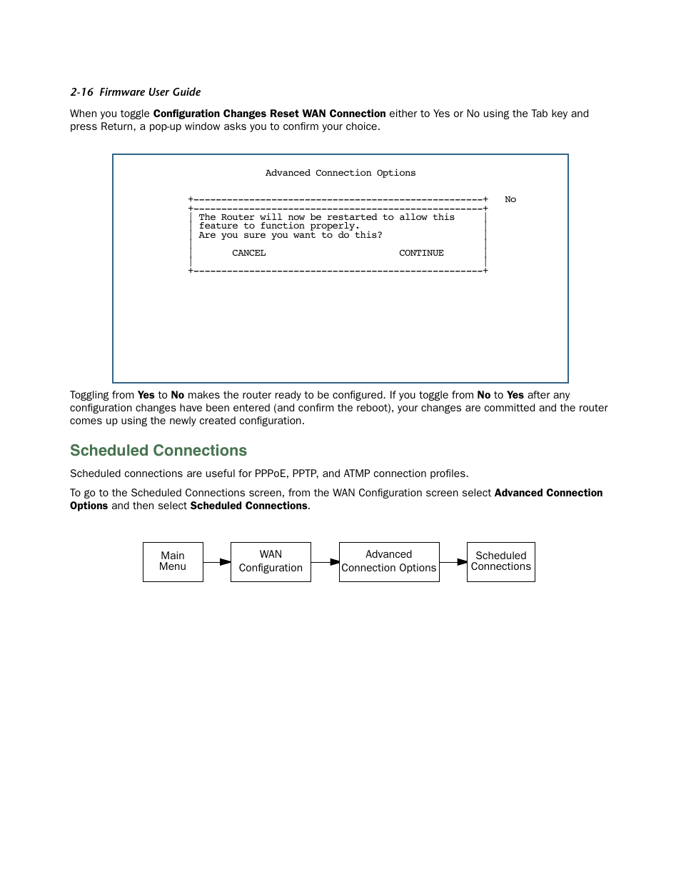 Scheduled connections, Scheduled connections -16 | Netopia 3300 User Manual | Page 32 / 334