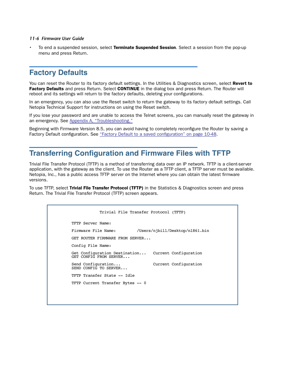 Factory defaults, Factor y defaults -6 | Netopia 3300 User Manual | Page 320 / 334
