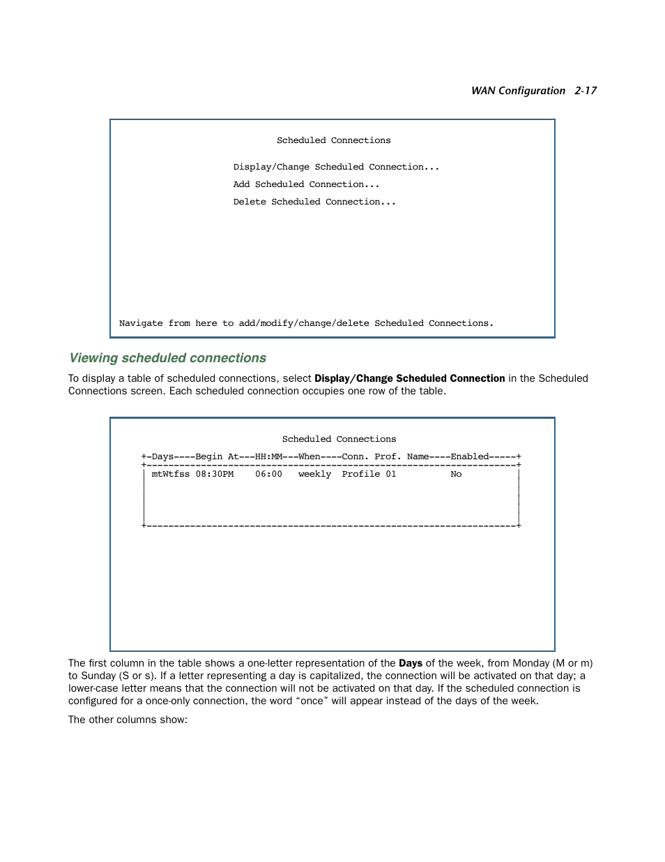 Viewing scheduled connections | Netopia 3300 User Manual | Page 33 / 334