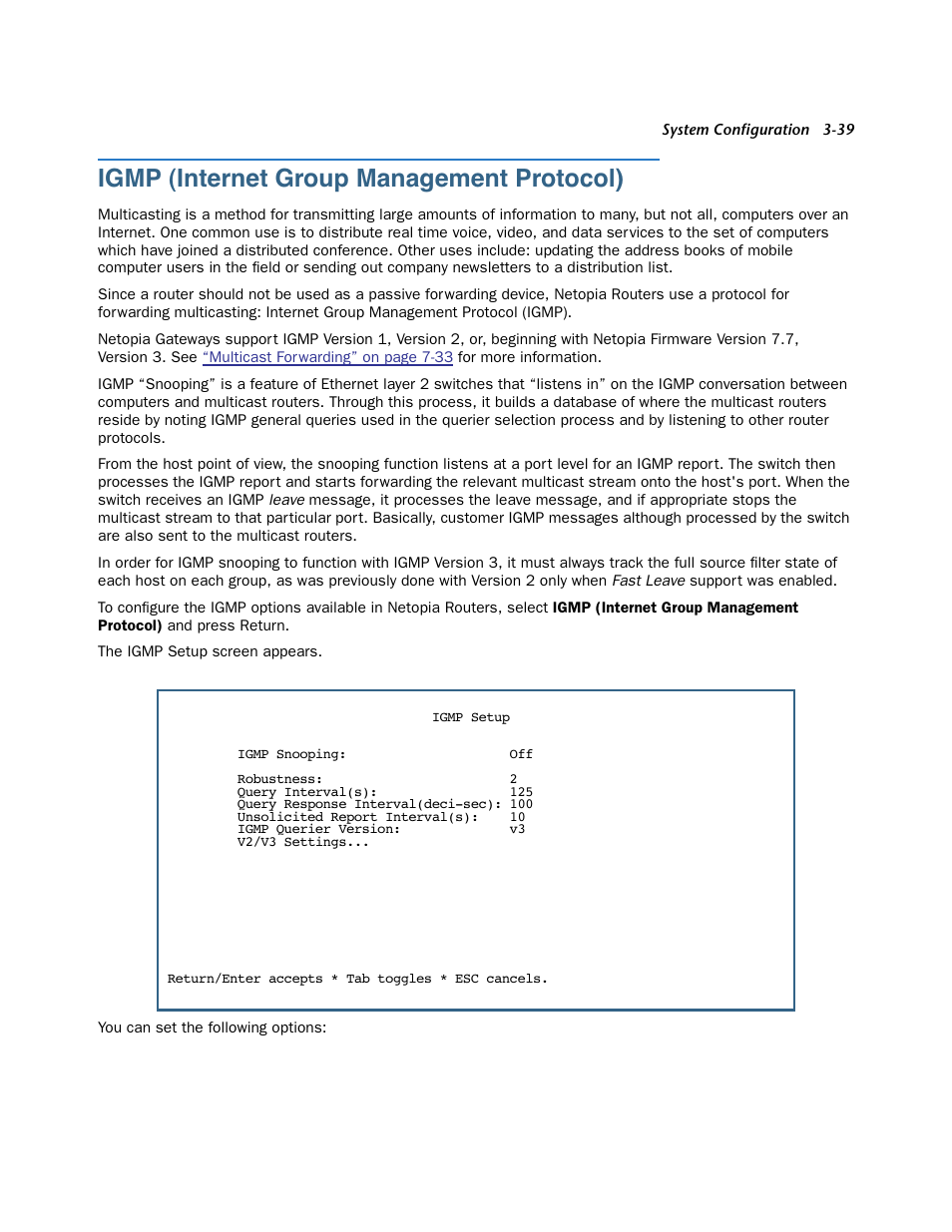 Igmp (internet group management protocol), Igmp (internet group management protocol) -39, T. see | Netopia 3300 User Manual | Page 83 / 334