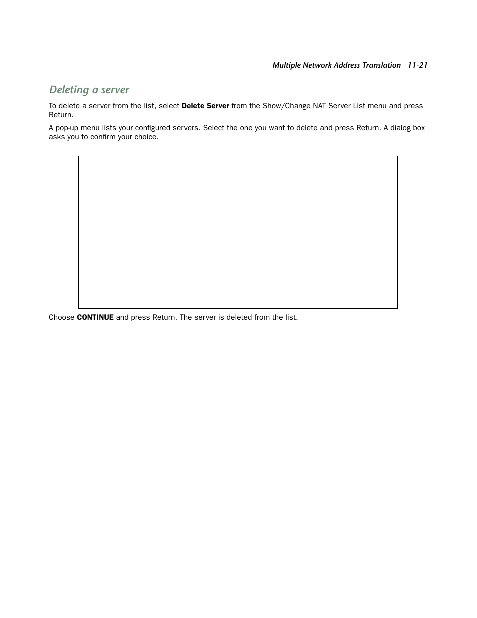 Deleting a server, Deleting a ser ver -21 | Netopia 4752 User Manual | Page 131 / 284