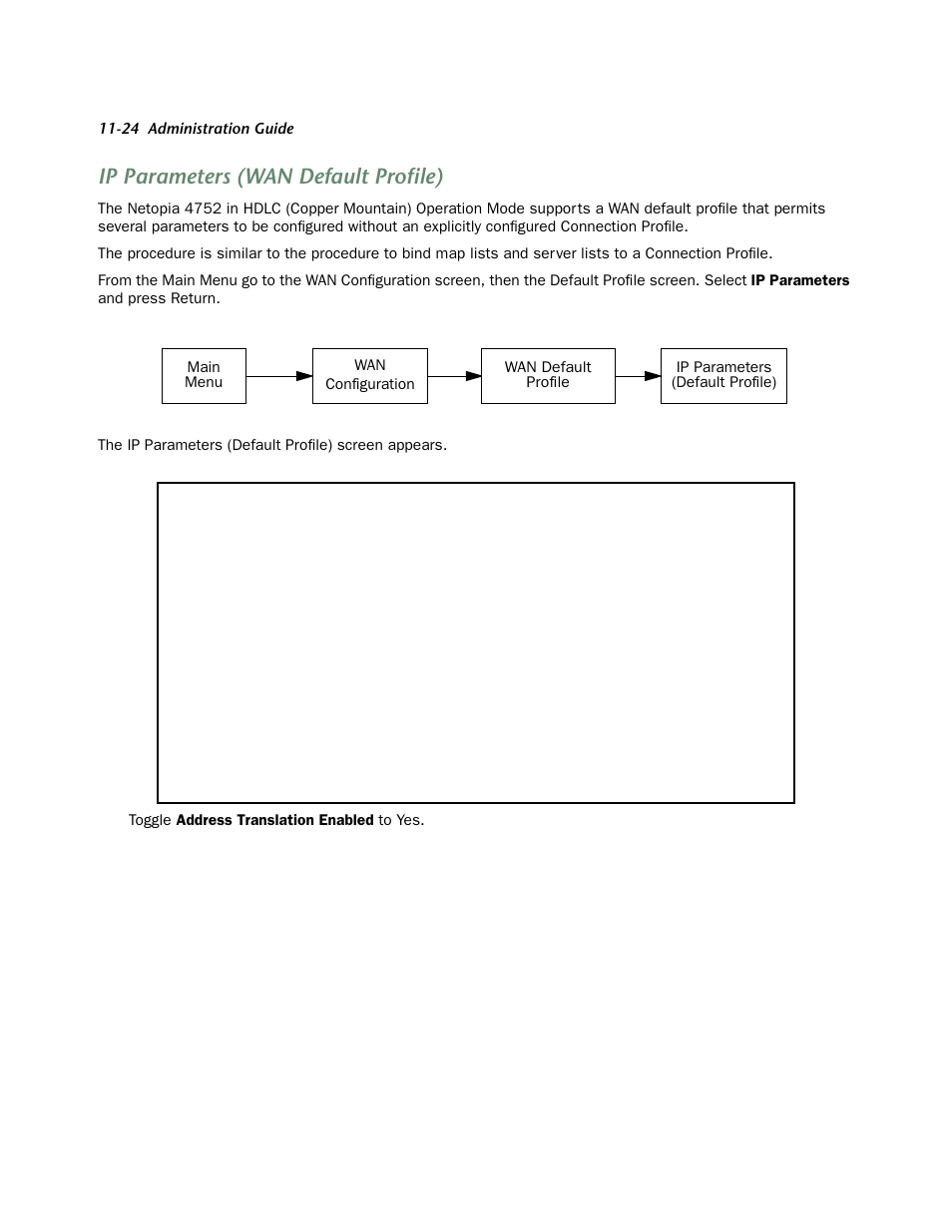 Ip parameters (wan default profile), Ip parameters (wan default profile) -24, Een (see | Of the default pr | Netopia 4752 User Manual | Page 134 / 284