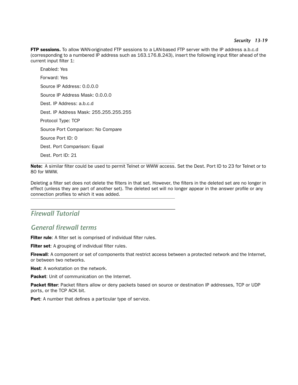 Firewall tutorial, General firewall terms, Firewall tutorial -19 | General firewall terms -19, Firewall tutorial general firewall terms | Netopia 4752 User Manual | Page 191 / 284