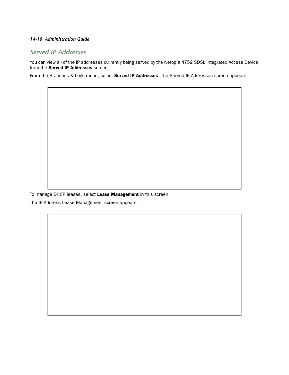 Served ip addresses, Ser ved ip addresses -10 | Netopia 4752 User Manual | Page 216 / 284