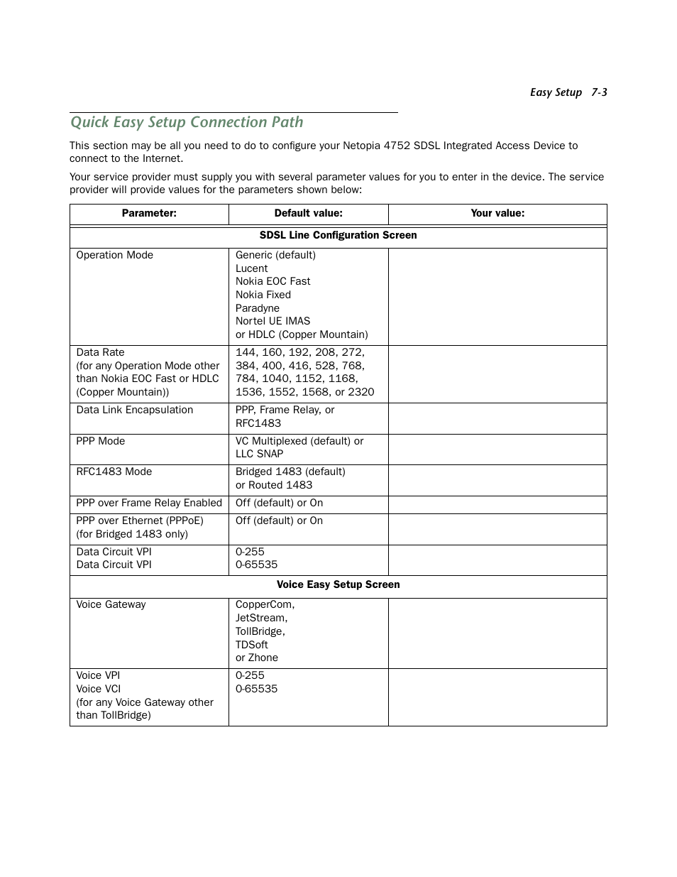 Quick easy setup connection path, Quick easy setup connection path -3 | Netopia 4752 User Manual | Page 43 / 284