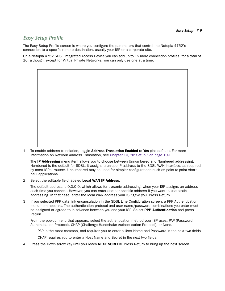 Easy setup profile, Easy setup profile -9 | Netopia 4752 User Manual | Page 49 / 284