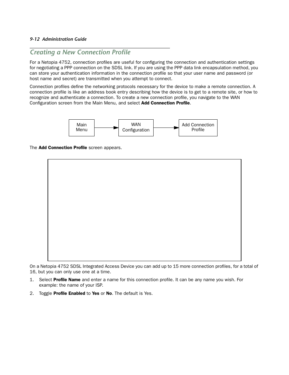 Creating a new connection profile, Creating a new connection profile -12 | Netopia 4752 User Manual | Page 70 / 284