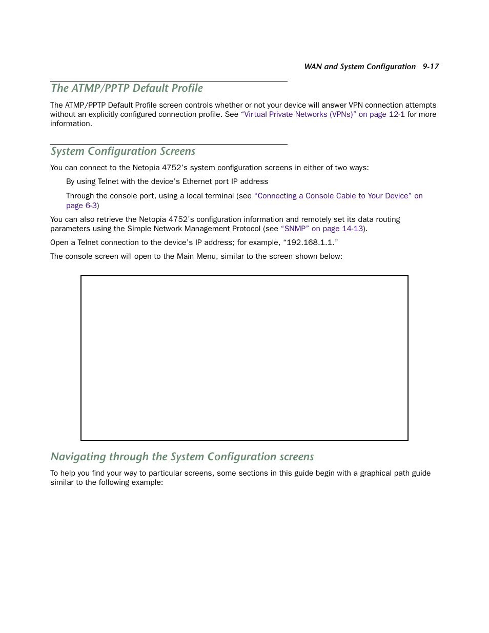 The atmp/pptp default profile, System configuration screens, The atmp/pptp default profile -17 | System configuration screens -17 | Netopia 4752 User Manual | Page 75 / 284