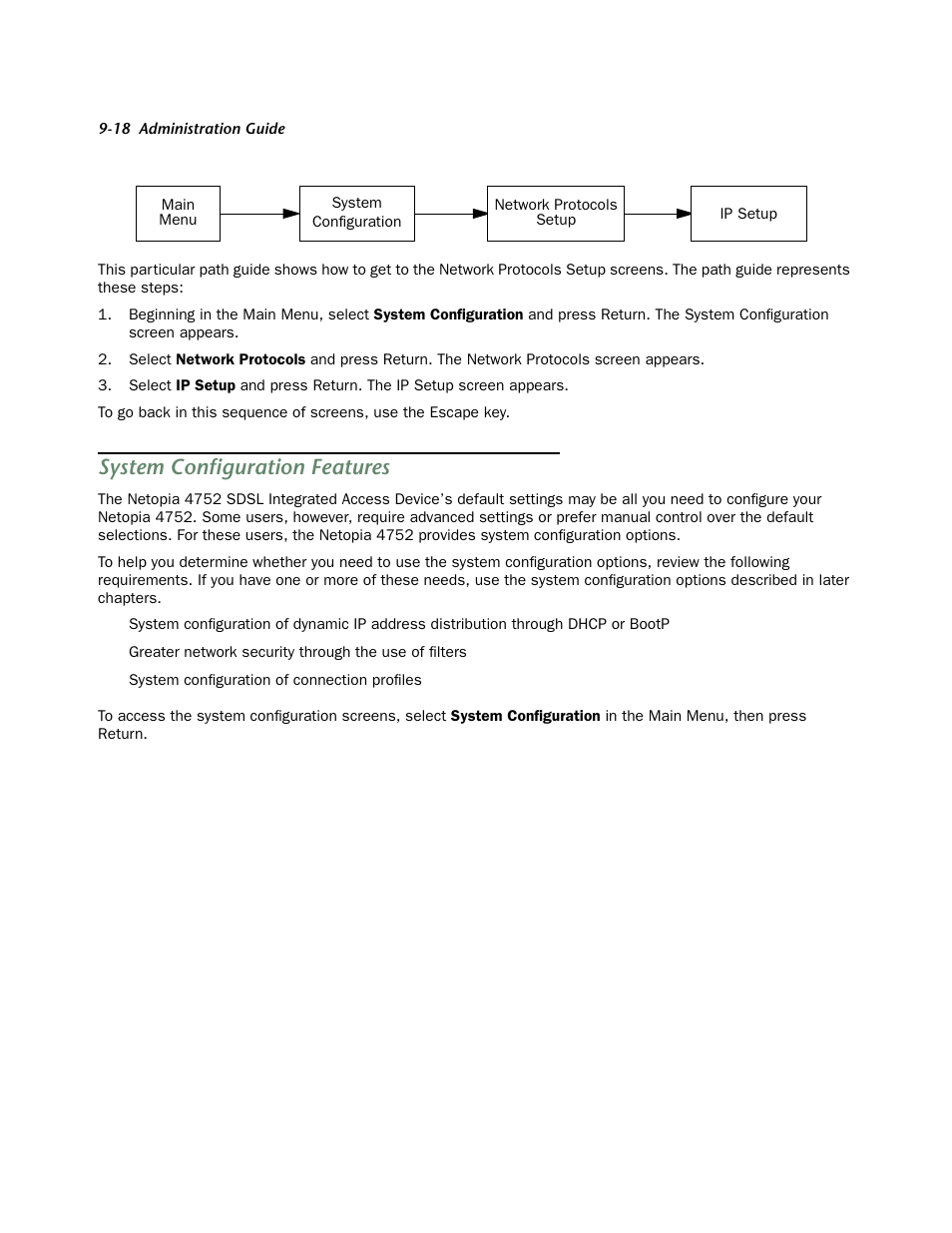 System configuration features, System configuration features -18 | Netopia 4752 User Manual | Page 76 / 284