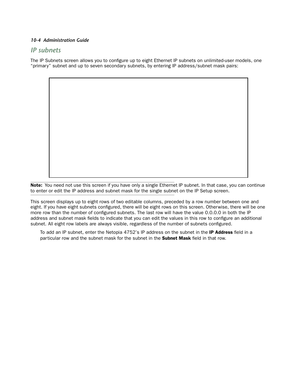 Ip subnets, Ip subnets -4 | Netopia 4752 User Manual | Page 86 / 284