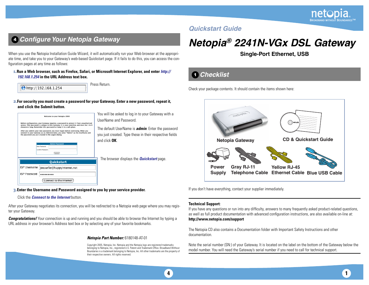 Netopia 2241N-VGX User Manual | 2 pages