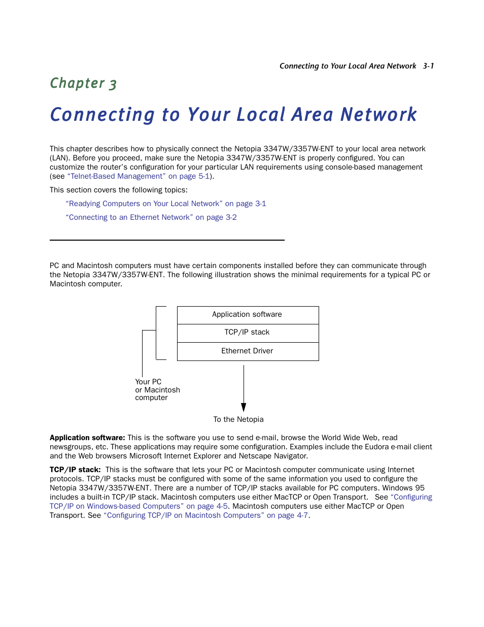 Connecting to your local area network, Readying computers on your local network, Readying computers on your local network -1 | Netopia 3347W User Manual | Page 13 / 44