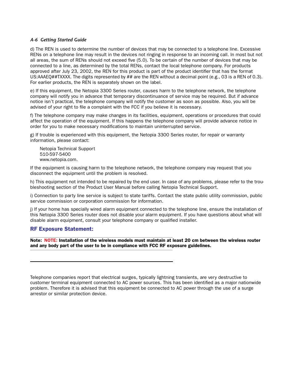 Electrical safety advisory | Netopia 3347W User Manual | Page 44 / 44