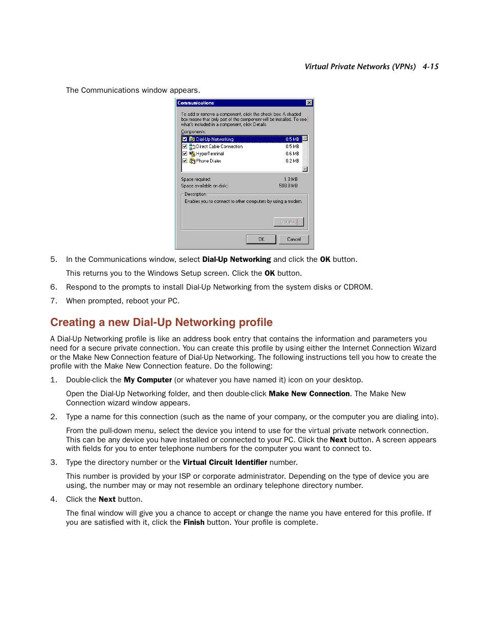 Creating a new dial-up networking profile, Creating a new dial-up networking profile -15, Creating a new dial-up networking proﬁle | Netopia Firmware 4000-Series User Manual | Page 117 / 314