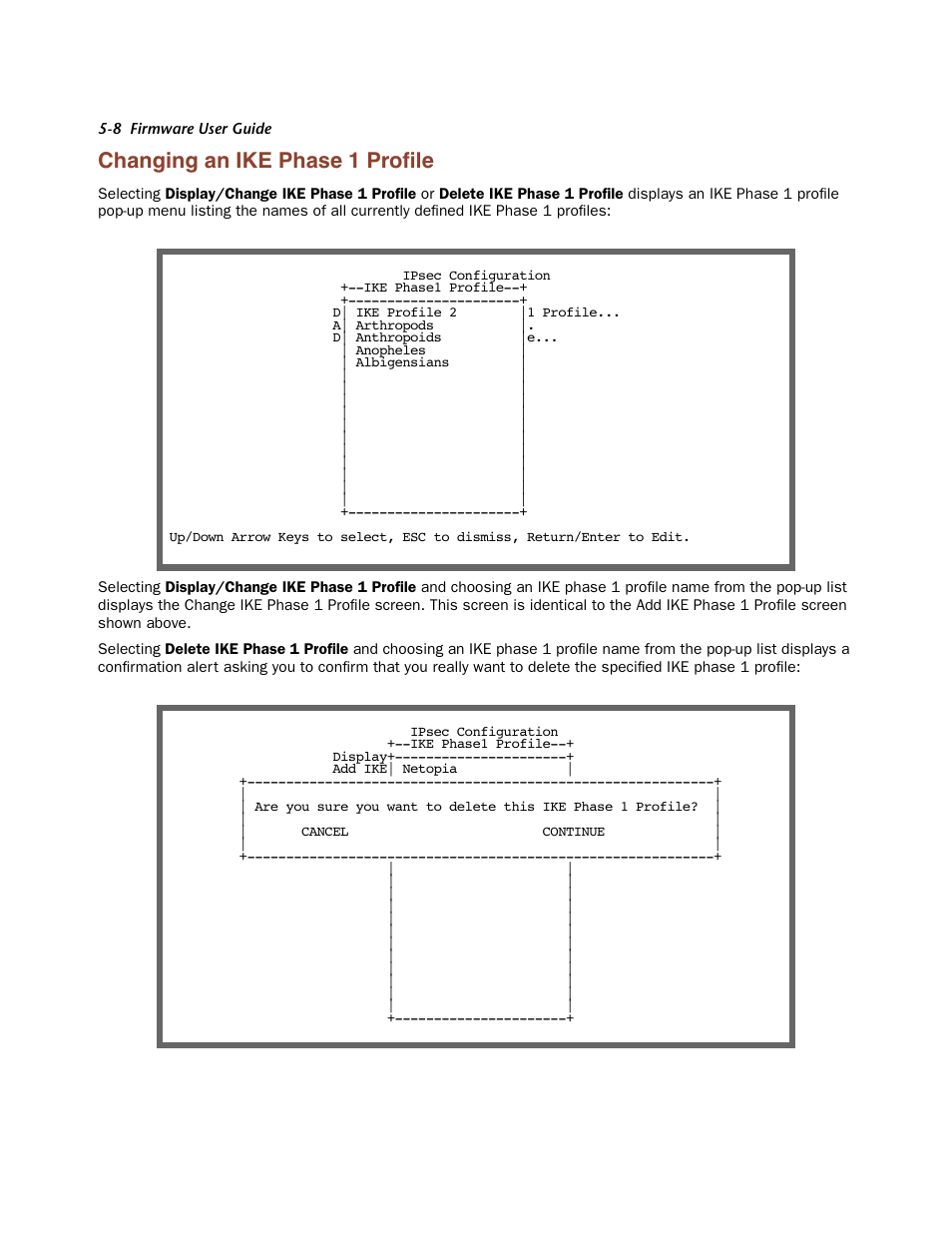 Changing an ike phase 1 profile, Changing an ike phase 1 profile -8, Changing an ike phase 1 proﬁle | Netopia Firmware 4000-Series User Manual | Page 138 / 314