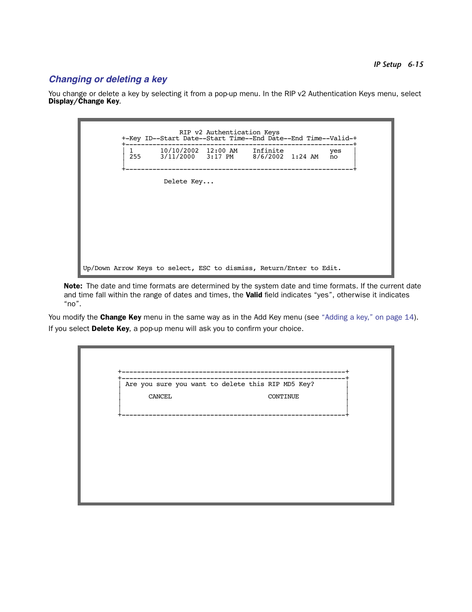Changing or deleting a key | Netopia Firmware 4000-Series User Manual | Page 167 / 314