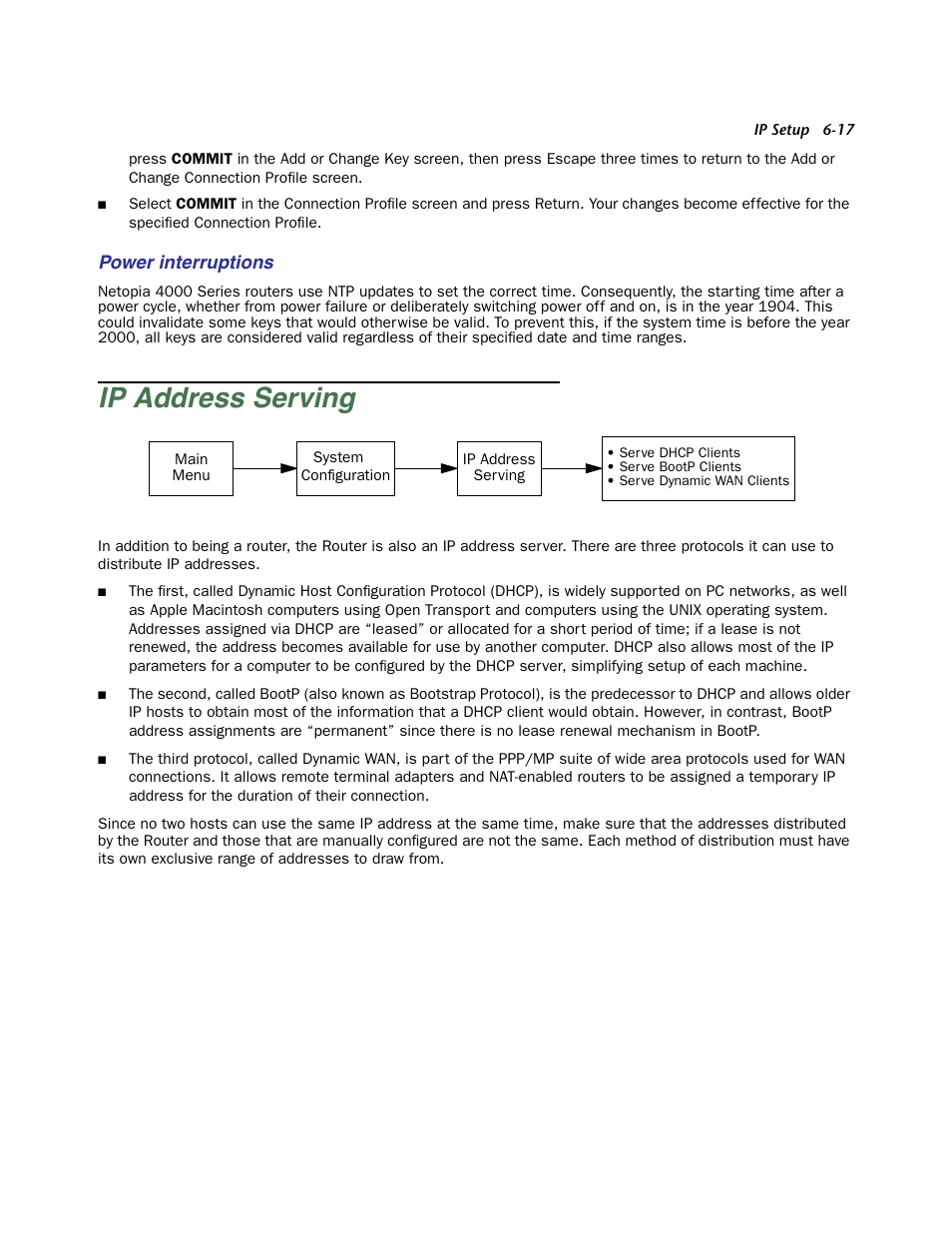 Power interruptions, Ip address serving, Ip address ser ving -17 | Een (see, Ip address | Netopia Firmware 4000-Series User Manual | Page 169 / 314