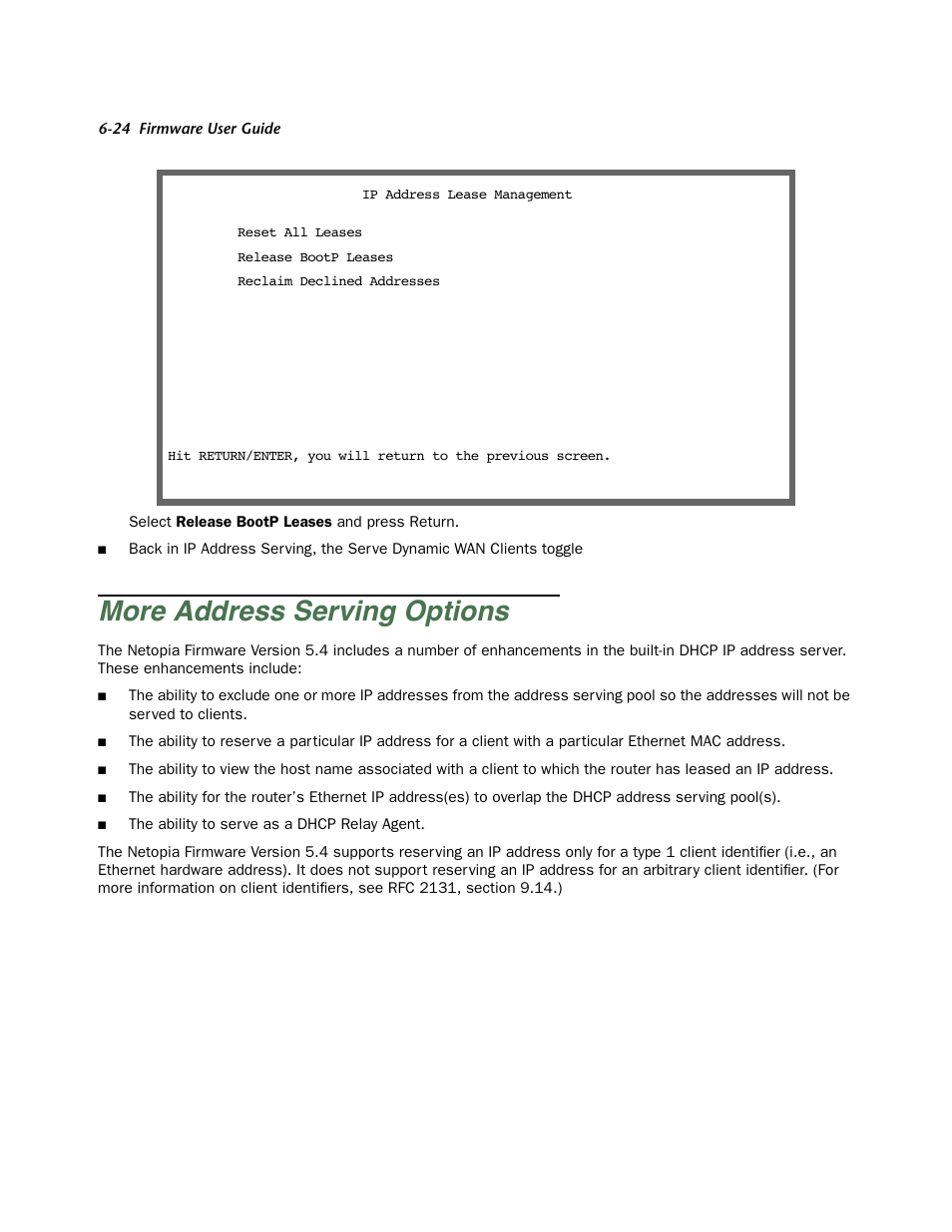 More address serving options, More address ser ving options -24 | Netopia Firmware 4000-Series User Manual | Page 176 / 314
