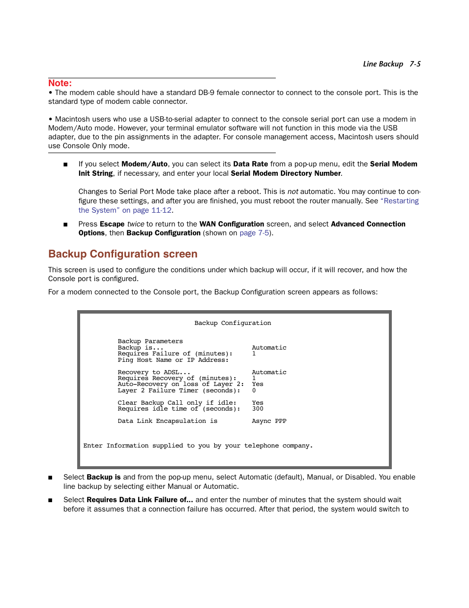 Backup configuration screen, Backup configuration screen -5, Backup conﬁguration screen | Netopia Firmware 4000-Series User Manual | Page 193 / 314