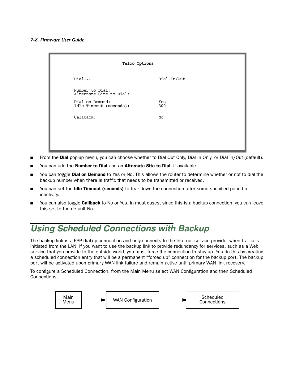 Using scheduled connections with backup, Using scheduled connections with backup -8 | Netopia Firmware 4000-Series User Manual | Page 196 / 314