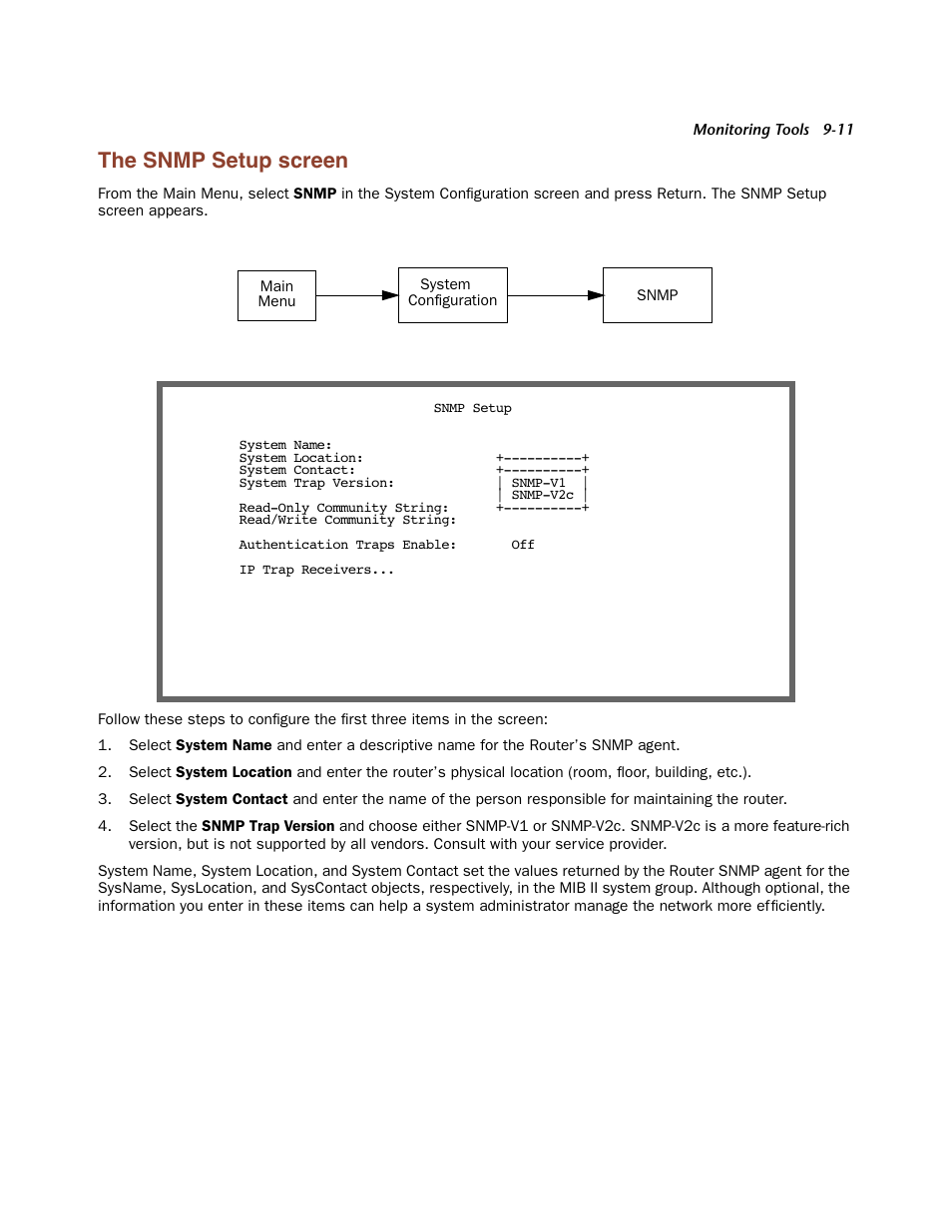 The snmp setup screen, The snmp setup screen -11 | Netopia Firmware 4000-Series User Manual | Page 221 / 314
