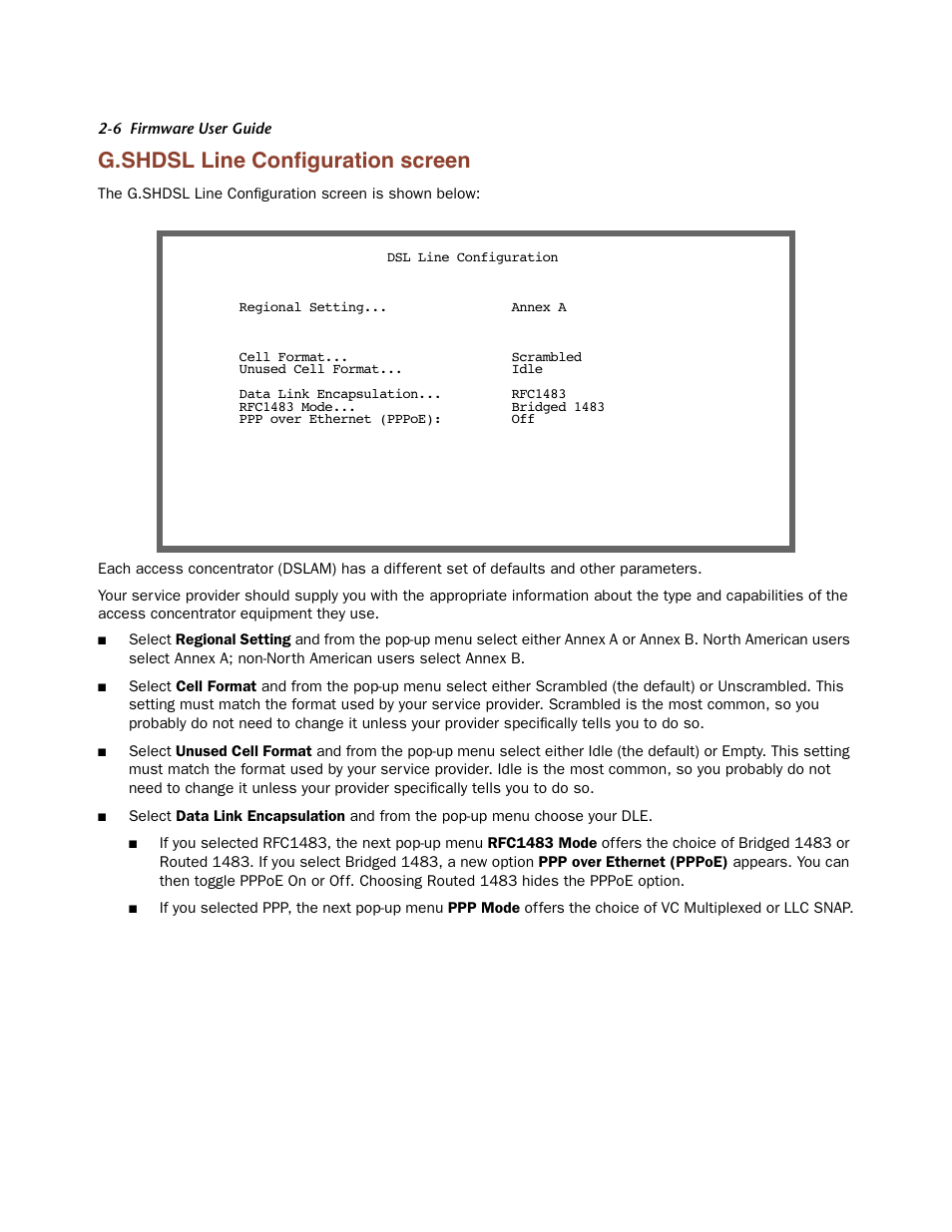 G.shdsl line configuration screen, G.shdsl line configuration screen -6, G.shdsl line conﬁguration screen | Netopia Firmware 4000-Series User Manual | Page 24 / 314