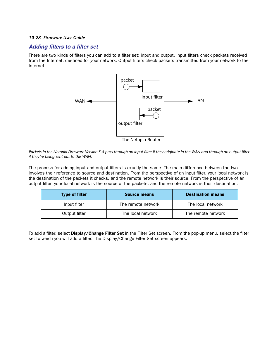 Adding filters to a filter set, Adding ﬁlters to a ﬁlter set | Netopia Firmware 4000-Series User Manual | Page 252 / 314